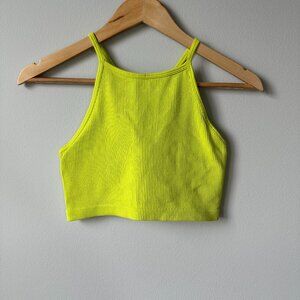 JoyLab High-Neck Cropped Ribbed Support Top | Small